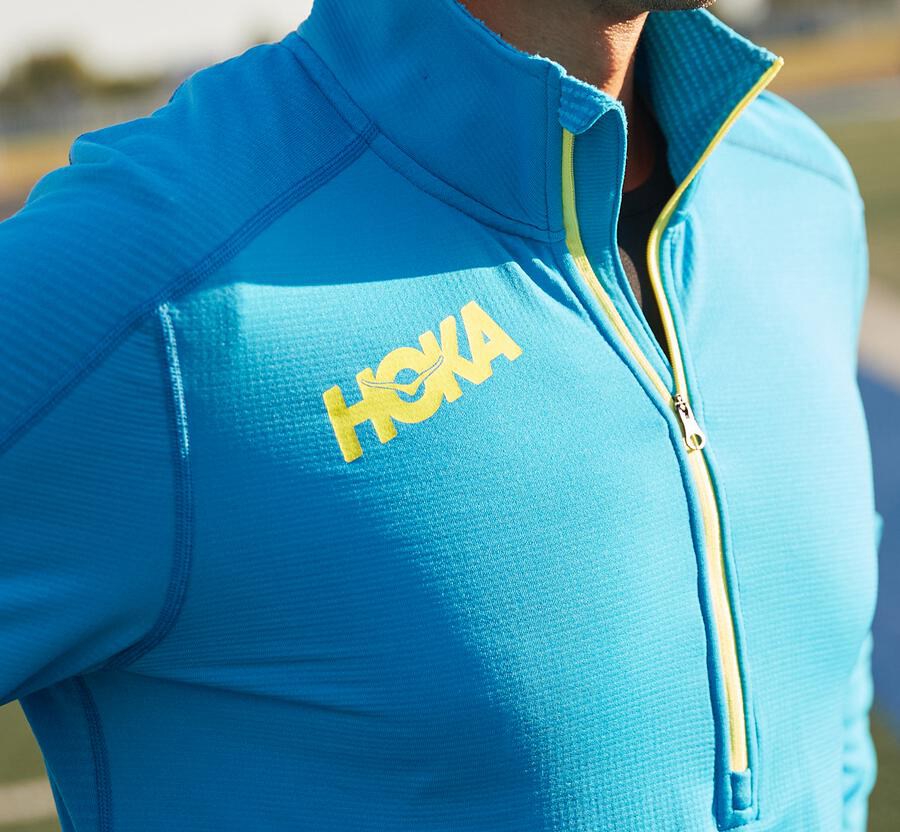 Top Hoka One One Hombre Azules - 1/2 Cremallera Midlayer - RPMV91823